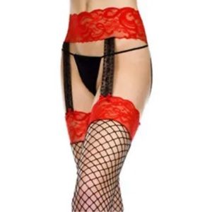 Sexy, black, and red thigh, highs